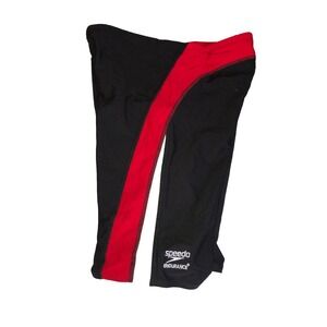 Speedo Mens Endurance Launch Swim Race Train Shorts Black Red Stripe 32 NWT